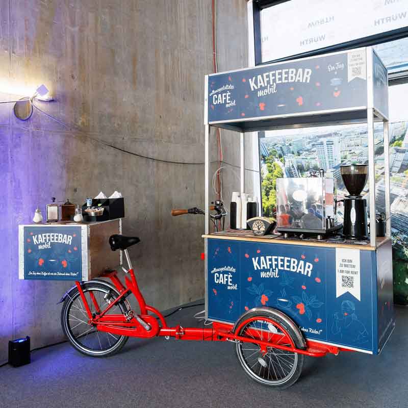 Coffee-Bike mieten – mobiles Café mit Siebträgermaschine und Kaffeemühle